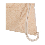 Recycled sherpa drawstring backpack, front pocket, 9L natural colour close-up view 1