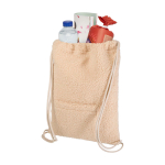 Recycled sherpa drawstring backpack, front pocket, 9L natural colour second view