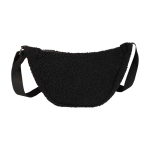 Recycled sherpa shoulder bag, adjustable straps, 3L black colour