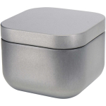 Vanilla scented candle in a square tin 50g matt silver colour