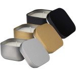 Vanilla scented candle in a square tin 50g matt silver colour second multiple colours view