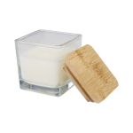 Scented candle in a glass jar with bamboo lid 40g white colour