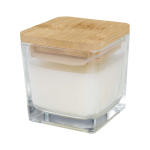 Scented candle in a glass jar with bamboo lid 40g white colour second view