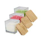 Scented candle in a glass jar with bamboo lid 40g white colour second multiple colours view