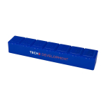 Weekly pill organiser, seven labelled compartments blue colour