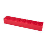 Weekly pill organiser, seven labelled compartments red colour