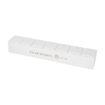 Weekly pill organiser, seven labelled compartments white colour