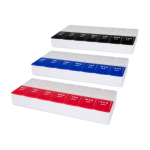 Weekly pill organiser, morning and evening, seven days blue colour