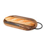 Acacia wood chopping board, elegant, bread knife included wood colour