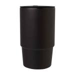 Ceramic mug, plastic lid, large handle, 450ml black colour