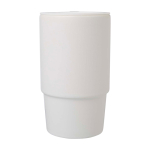 Ceramic mug, plastic lid, large handle, 450ml white colour