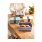 Recycled plastic lunch boxes for businesses 800 ml salmon colour lifestyle image