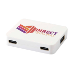 USB hub with 4 ports including Type-A and Type-C outputs white colour