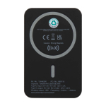 Magnetic wireless power bank, recycled plastic, 10,000 mAh black colour