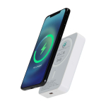 Magnetic wireless power bank, recycled plastic, 10,000 mAh white colour