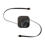 Retractable 5-in-1 fast-charge and data cable, 100W black colour