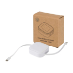 Retractable 5-in-1 fast-charge and data cable, 100W white colour