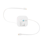 Retractable 5-in-1 fast-charge and data cable, 100W white colour