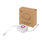 Retractable 5-in-1 fast-charge and data cable, 100W white colour