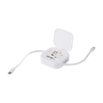 Retractable 5-in-1 fast-charge and data cable, 100W white colour