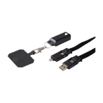 Mobile lanyard, recycled plastic, 5-in-1 charging cable, 65W black colour
