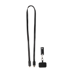 Mobile lanyard, recycled plastic, 5-in-1 charging cable, 65W black colour