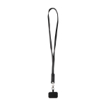 Mobile lanyard, recycled plastic, 5-in-1 charging cable, 65W black colour