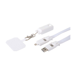 Mobile lanyard, recycled plastic, 5-in-1 charging cable, 65W white colour