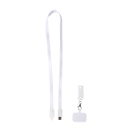 Mobile lanyard, recycled plastic, 5-in-1 charging cable, 65W white colour