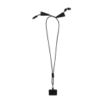 Smartphone lanyard, recycled plastic, 5-in-1 cable, 100W black colour
