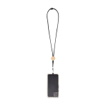 Phone lanyard, eco bamboo detail, centre accent black colour