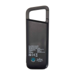 Eco power bank, water-resistant, carabiner, 5,000 mAh black colour