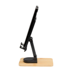 Folding phone stand, bamboo base, desktop use black colour