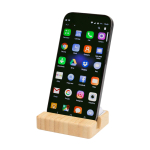 Bamboo phone stand, key-style stress toy wood colour