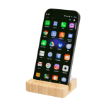 Bamboo phone stand, key-style stress toy wood colour