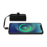 2-in-1 recycled plastic power bank, folding stand black colour