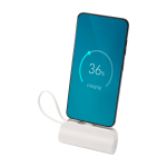 2-in-1 recycled plastic power bank, folding stand white colour