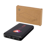 Recycled plastic power bank, LED charge indicator, 10,000 mAh black colour