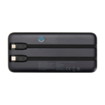 Recycled plastic power bank, 2 cables, 10,000 mAh black colour