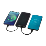 Recycled plastic power bank, 2 cables, 10,000 mAh black colour