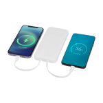 Recycled plastic power bank, 2 cables, 10,000 mAh white colour