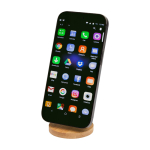 Magnetic folding phone stand, bamboo base black colour