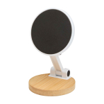 Magnetic folding phone stand, bamboo base white colour