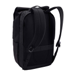 Expandable laptop backpack, roll-top closure, polyester, 17” black colour second rear view