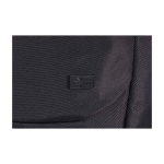 Expandable laptop backpack, roll-top closure, polyester, 17” black colour close-up view 1