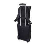 Expandable laptop backpack, roll-top closure, polyester, 17” black colour second view