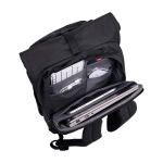 Expandable laptop backpack, roll-top closure, polyester, 17” black colour fourth view