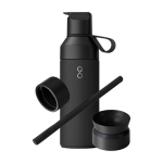 Bottle with modular lid system, 3 caps, 500ml, Ocean Bottle black colour