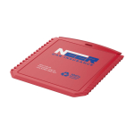 Rectangular ice scraper, recycled plastic red colour