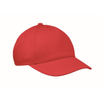 Kids cotton 5-panel cap 180 g/m² red colour